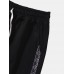 Mens Side Ethnic Ribbon Loose Drawstring Waist Shorts