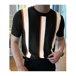 Mens Japan Striped Short Sleeve Knit T  shirt