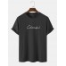 Mens Letter Embroidery Crew Neck Ribbed Short Sleeve T  Shirts