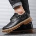 Men Crocodile Embossed Lace Up Soft Soled PU Leather Boots