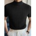 Mens Japan Half  collar Solid Short Sleeve T  shirt