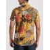 Mens Plants Print Spliced Ethnic Short Sleeve Lapel Shirts