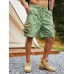 Men Two Large Pocket Geometric Print Mid Length Drawstring Overalls Shorts