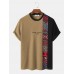 Mens Letter Ethnic Asymmetric Print Short Sleeve O Neck T  Shirts